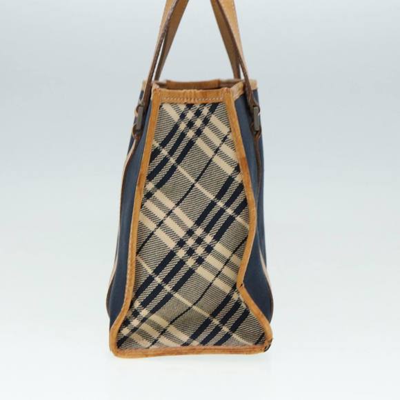 BURBERRY Nova Check Blue Label Hand Bag Canvas Navy Beige Auth ti2002 - Picture 3 of 16